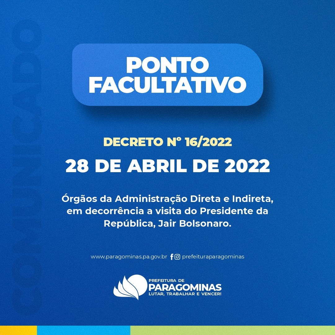 Prefeitura de Paragominas decreta ponto facultativo